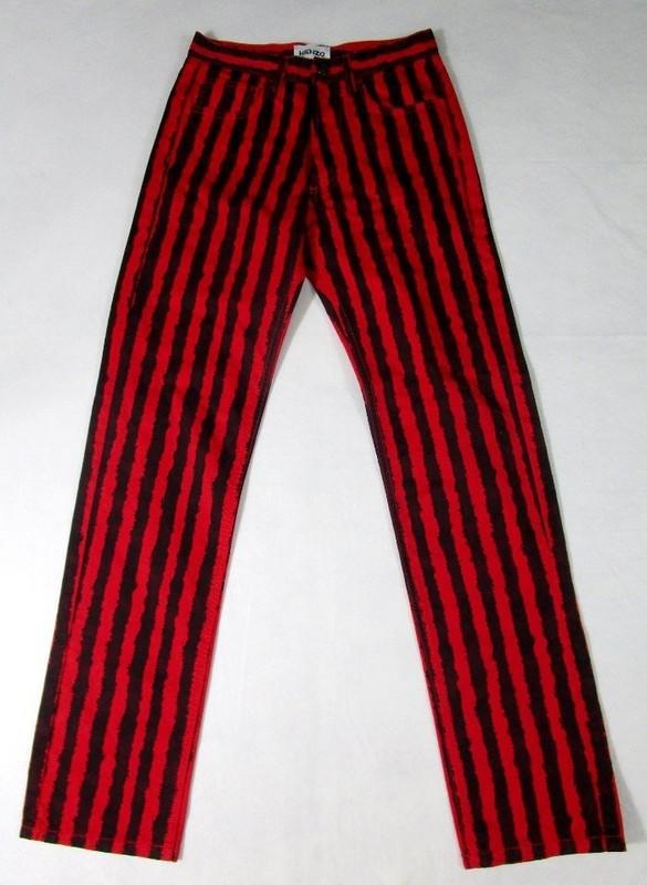 NWT Kenzo Italy Red Stripe Button-Fly Jeans 34 FR (US 2)
