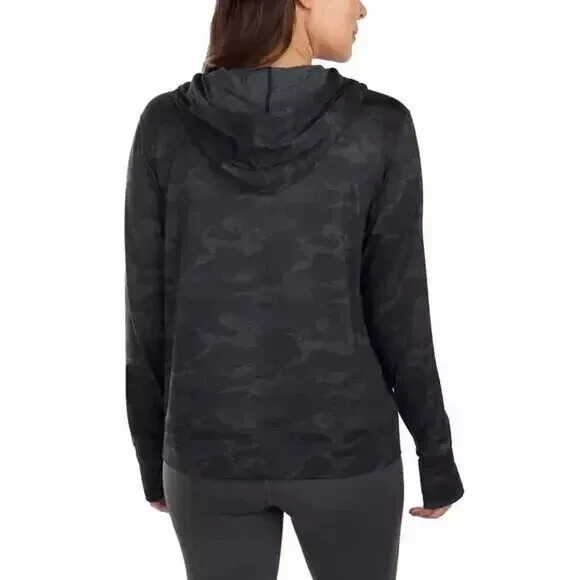 NWT KIRKLAND SIGNATURE 7771735 LADIES LIGHTWEIGHT FULL ZIP BLACK CAMO SZ S #J116