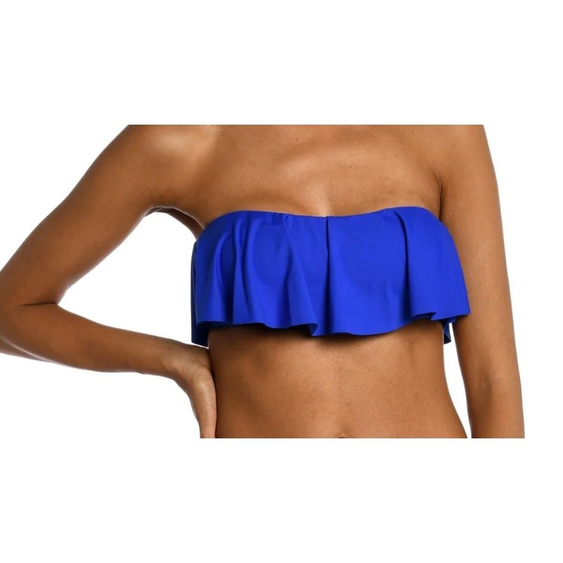 NWT La Blanca Island Goddess Ruffle Bandeau Bra Top - Sapphire Blue 8