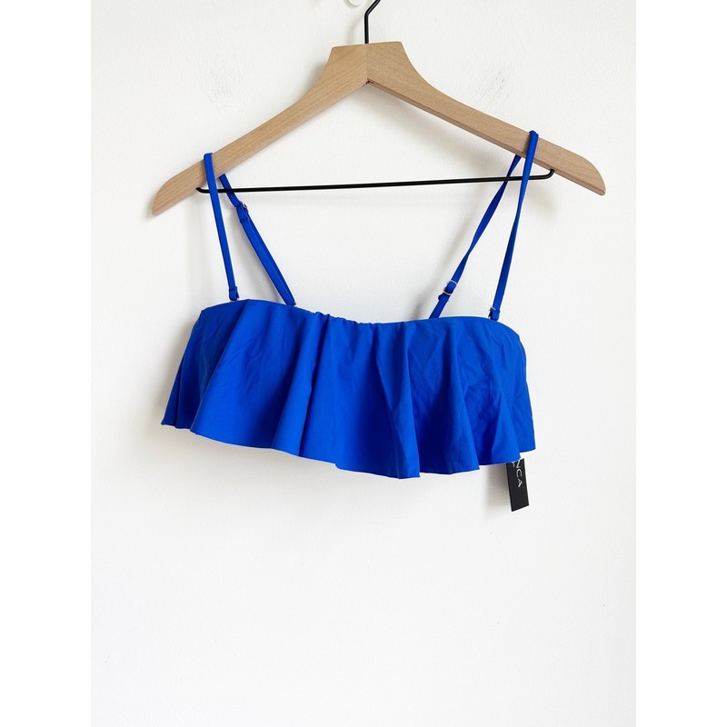 NWT La Blanca Island Goddess Ruffle Bandeau Bra Top - Sapphire Blue 8