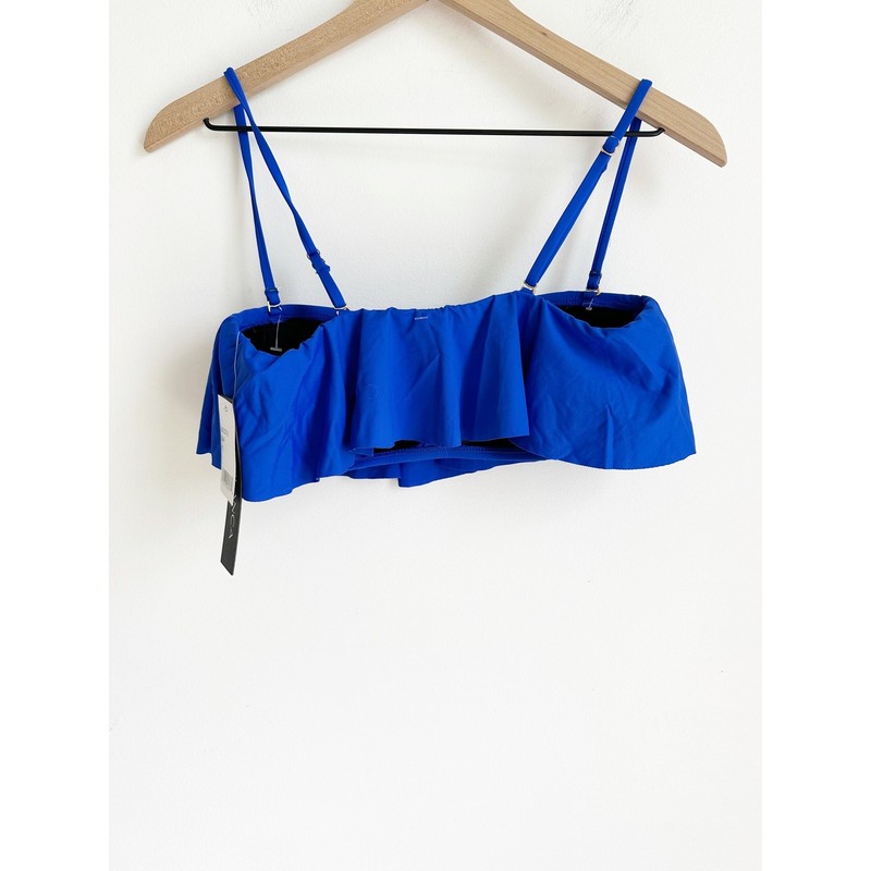 NWT La Blanca Island Goddess Ruffle Bandeau Bra Top - Sapphire Blue 8