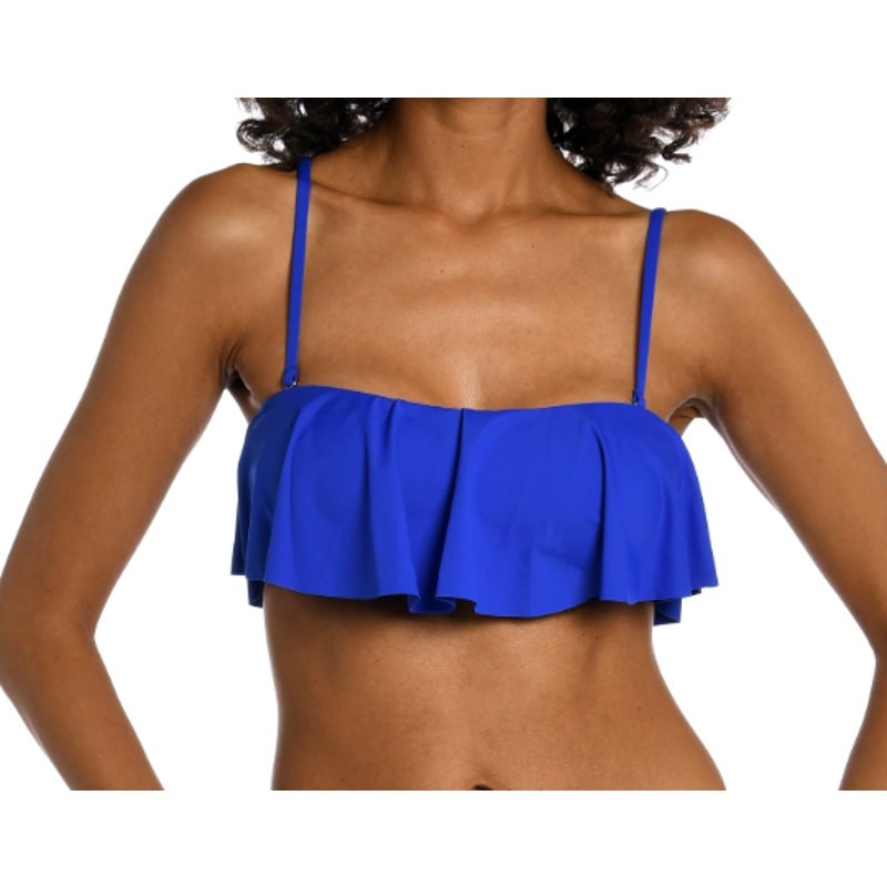 NWT La Blanca Island Goddess Ruffle Bandeau Bra Top - Sapphire Blue 8