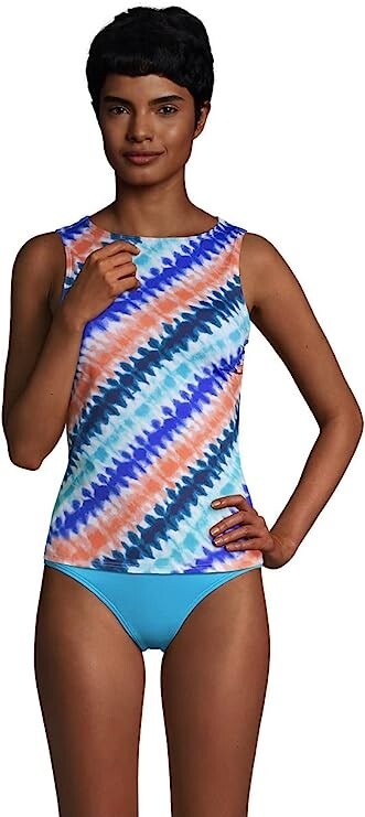 NWT Lands End Womens Chlorine Resistant High Neck Tankini Top Size 26W $70 HH449