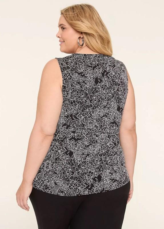 NWT Lane Bryant Black & White Swing Sleeveless Pleat Front Top Plus Size 30/32