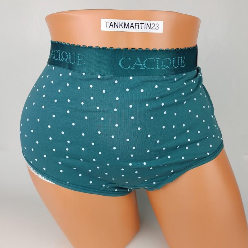 NWT LANE BRYANT CACIQUE COTTON FULL BRIEF PANTIES 18/20 PLUS Green White DOT