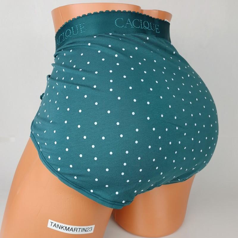 NWT LANE BRYANT CACIQUE COTTON FULL BRIEF PANTIES 18/20 PLUS Green White DOT