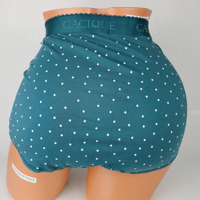 NWT LANE BRYANT CACIQUE COTTON FULL BRIEF PANTIES 18/20 PLUS Green White DOT