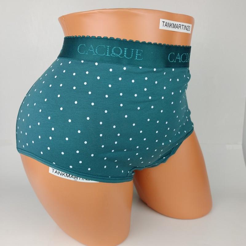 NWT LANE BRYANT CACIQUE COTTON FULL BRIEF PANTIES 18/20 PLUS Green White DOT