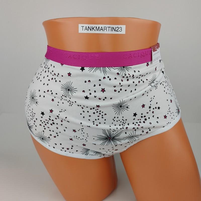 NWT LANE BRYANT CACIQUE COTTON FULL BRIEF PANTY WHITE PINK STARS DOT PLUS 18/20