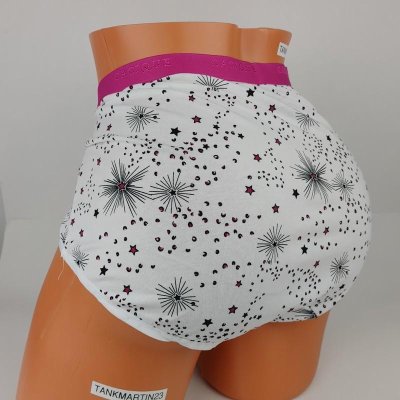 NWT LANE BRYANT CACIQUE COTTON FULL BRIEF PANTY WHITE PINK STARS DOT PLUS 18/20