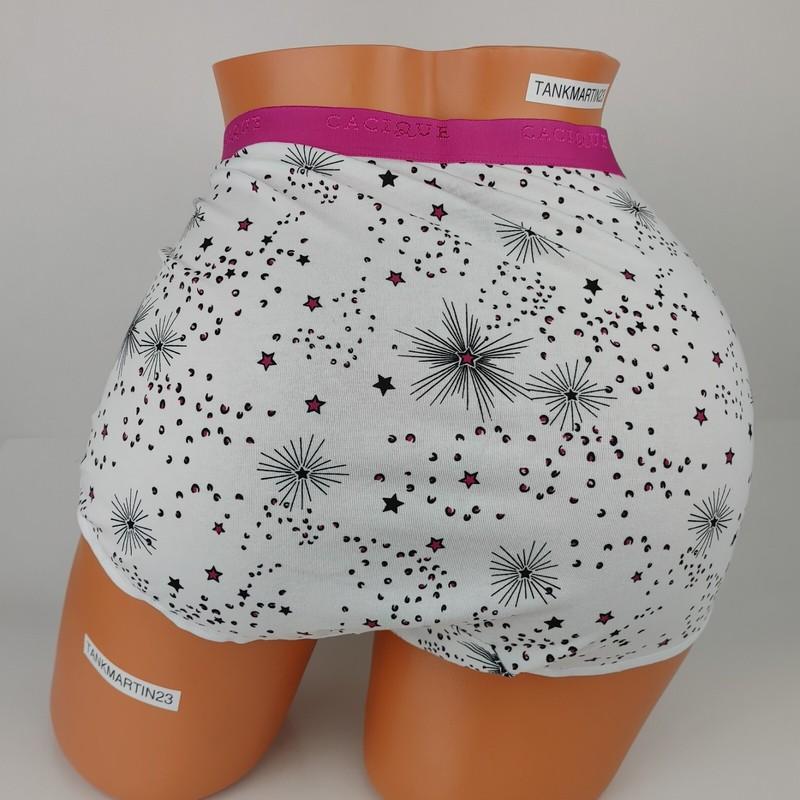 NWT LANE BRYANT CACIQUE COTTON FULL BRIEF PANTY WHITE PINK STARS DOT PLUS 18/20