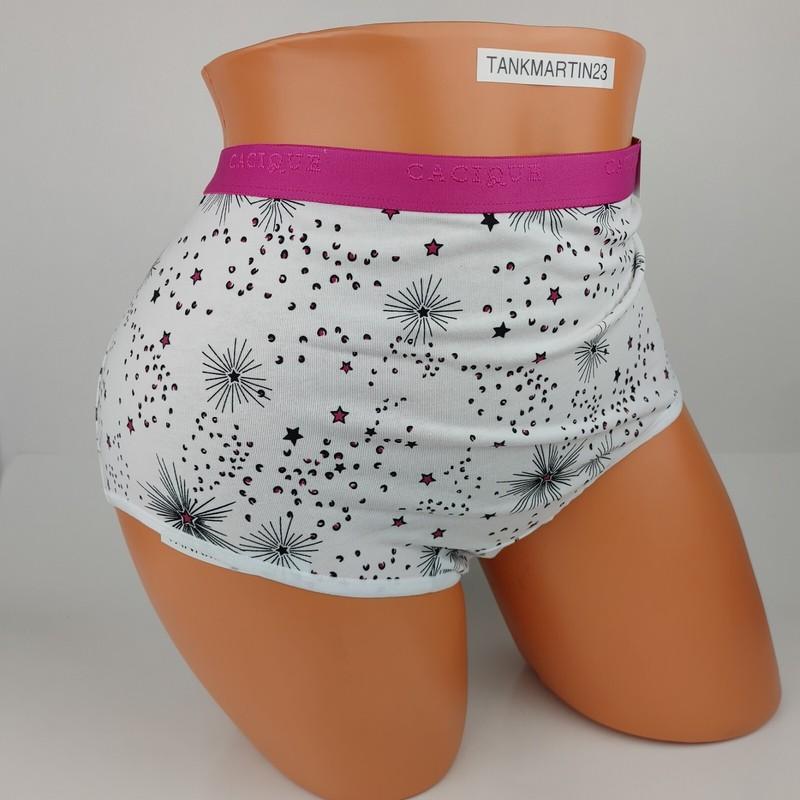 NWT LANE BRYANT CACIQUE COTTON FULL BRIEF PANTY WHITE PINK STARS DOT PLUS 18/20