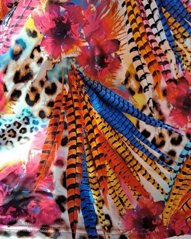 NWT Large Kenneth Cole Reaction Feather Floral Animal Print Halter Tankini Top