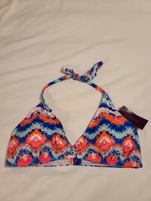 NWT LASCANA Bright Colorful Bikini Halter Tie Top; Size 38 C/D