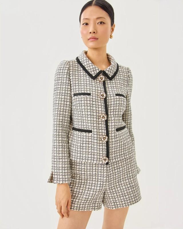NWT Lilly Pulitzer Kalara Boucle Jacket Coconut Lurex Houndstooth Choose Size