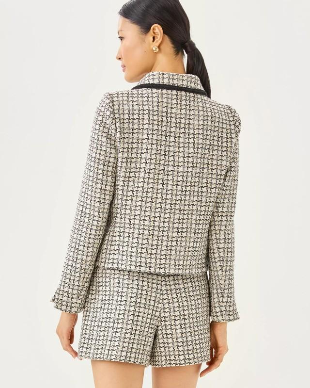 NWT Lilly Pulitzer Kalara Boucle Jacket Coconut Lurex Houndstooth Choose Size
