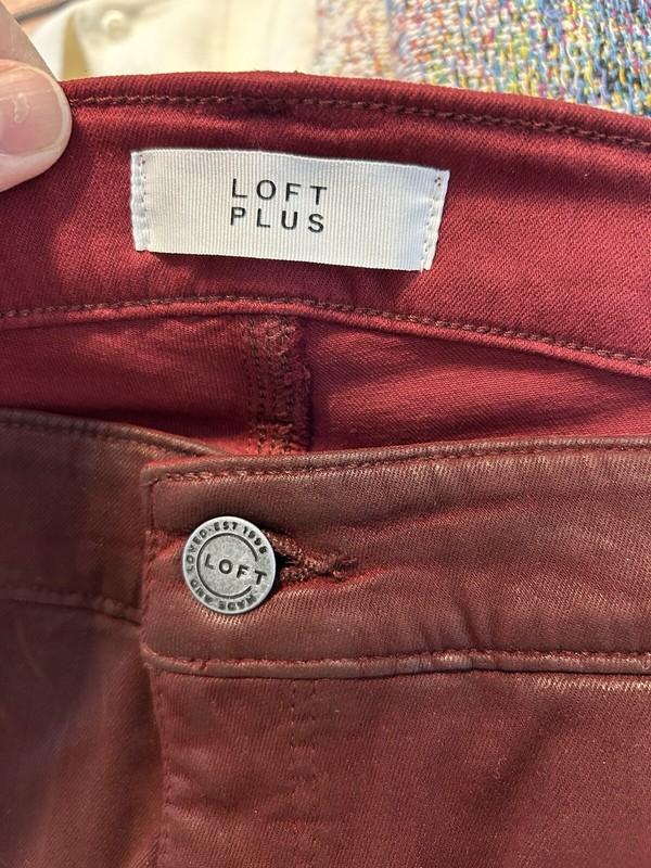NWT Loft Coated Maroon Slim Pocket Skinny Plus Sz Jeans Size 22 Inseam 28