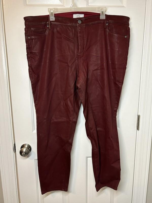 NWT Loft Coated Maroon Slim Pocket Skinny Plus Sz Jeans Size 22 Inseam 28