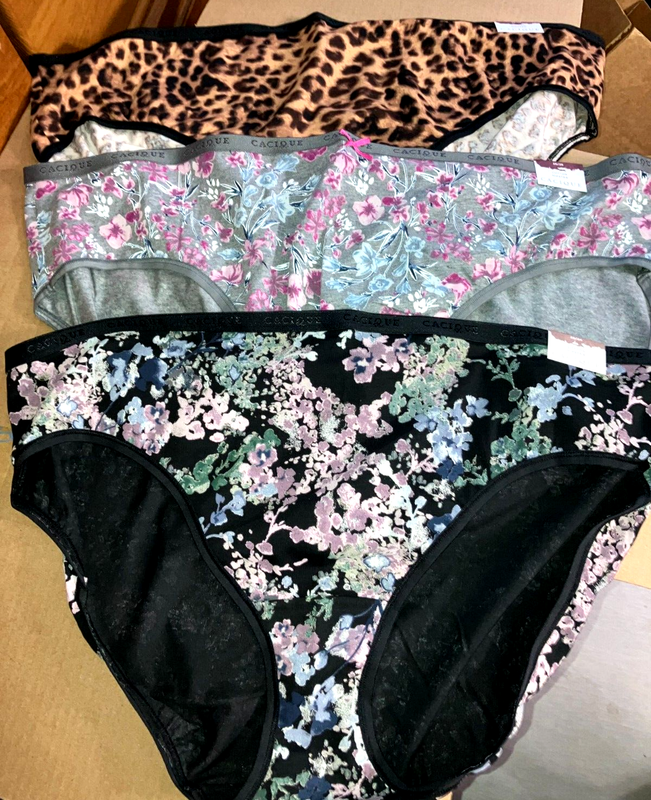 NWT Lot 3 Lane Bryant Cacique Size 26-28 cotton Floral & cheetah Hipster Panties
