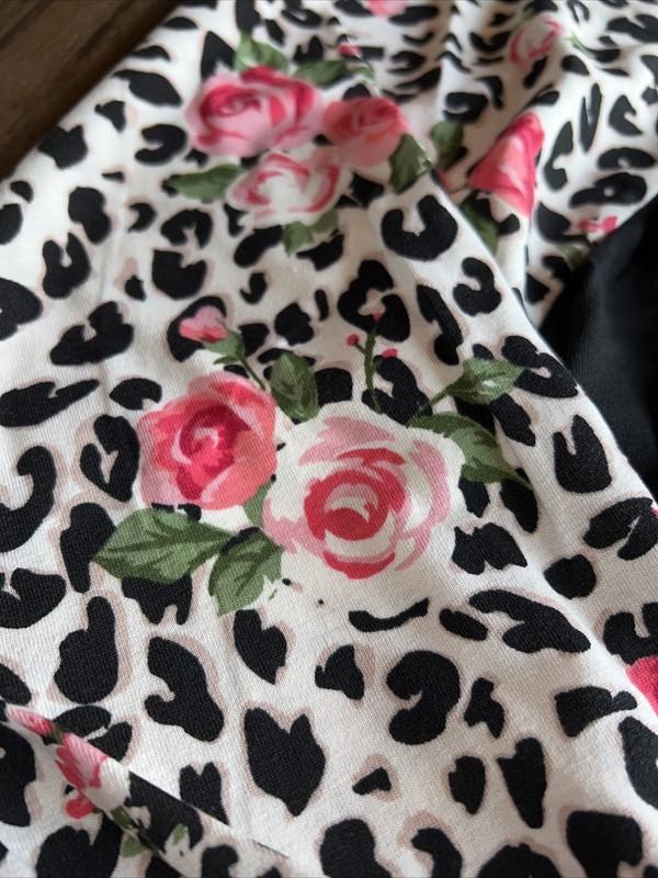 NWT Lularoe Black Animal Print Blush Roses