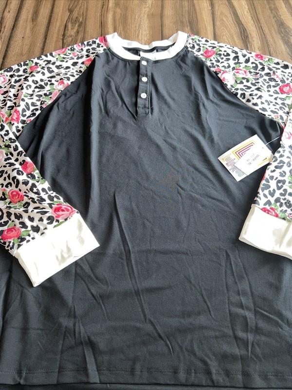 NWT Lularoe Black Animal Print Blush Roses