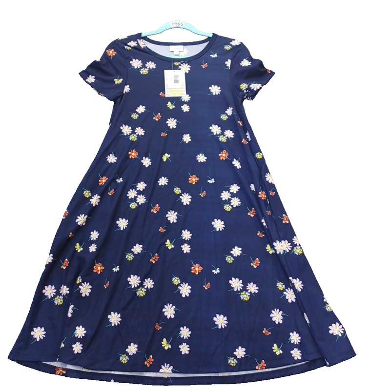 NWT Lularoe XXS Jessie Dress with Pockets - Dark Blue with Flowers (#265)