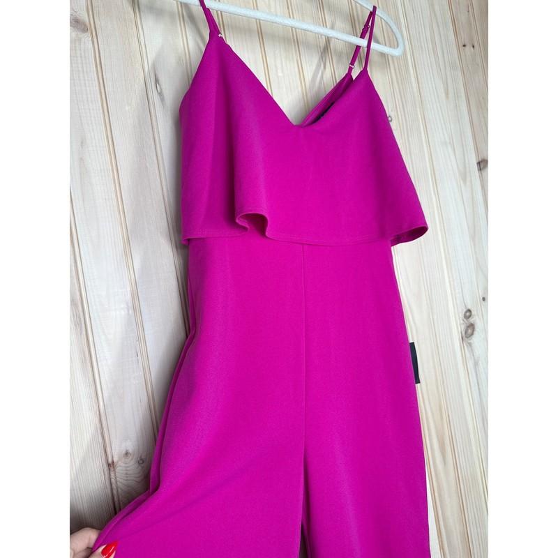 NWT Lulus Make It A Date Magenta Sleeveless Wide-Leg Jumpsuit Party Size M