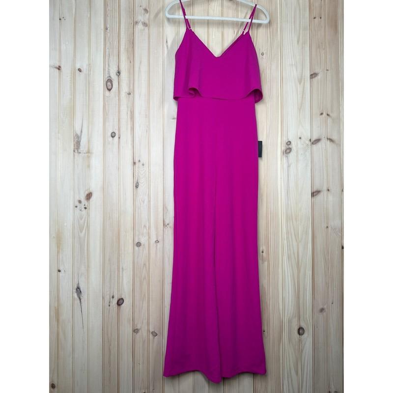 NWT Lulus Make It a Date Magenta Sleeveless Wide-Leg Jumpsuit Party Size M
