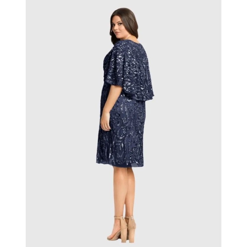NWT Mac Duggal Embellished Cape Sleeve Cocktail Dress - Size 18W