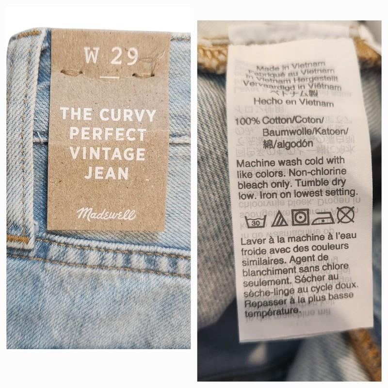NWT Madewell Curvy Perfect Vintage Jean Light Wash Sz 29 Inseam 27.5"