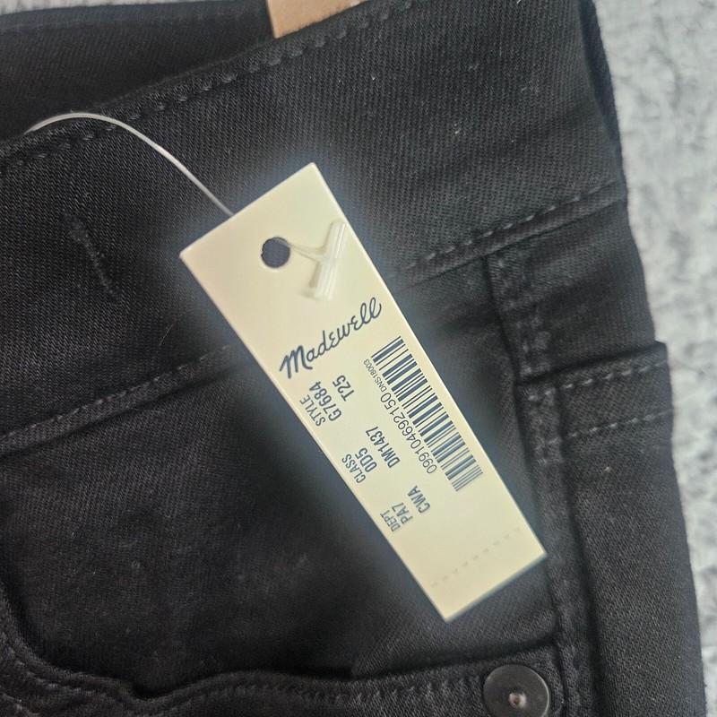 NWT - Madewell Jeans Women Sz 25 8" Skinny Tall Zip Fly Stretch Black - NEW