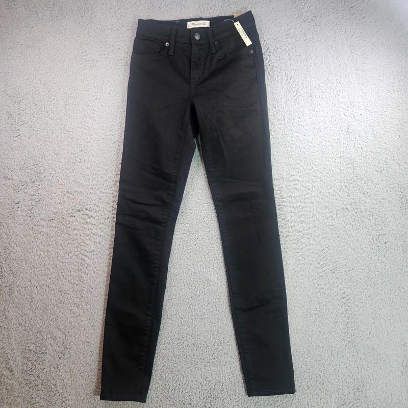 NWT - Madewell Jeans Women Sz 25 8" Skinny Tall Zip Fly Stretch Black - NEW