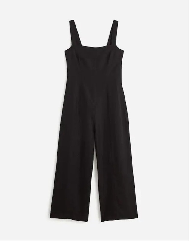 NWT Madewell Squareneck Wide-Leg Jumpsuit in 100% Linen in black size 2 NV445