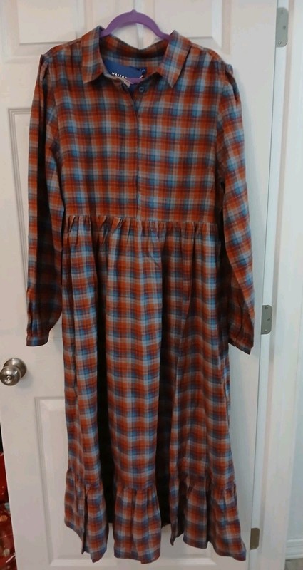 NWT Maison Me Size XL Elizabeth Plaid Long Prairie Dress Long Sleeve Cottagecore