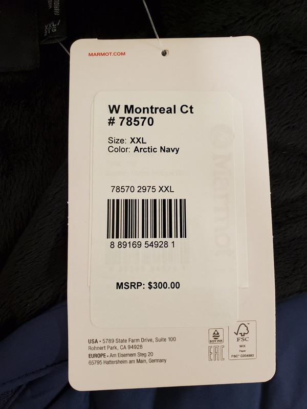 *NWT* MARMOT Womens Montreal Mid-Thigh Length Down Puffer Coat Arctic Navy XXL