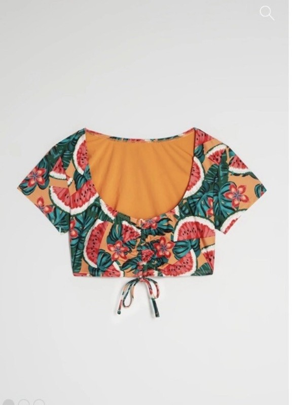 NWT ModCloth Boardwalk Bliss Crop Bikini Top - Watermelon - Size Medium