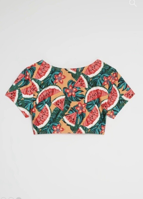 NWT ModCloth Boardwalk Bliss Crop Bikini Top - Watermelon - Size Medium
