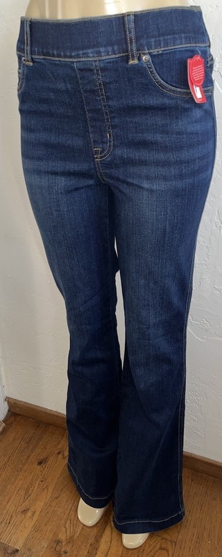 NWT New SPANX FLARE Dark Blue Midnight Shade Pull-on Jeans #20327Q-Sz XS PETITE