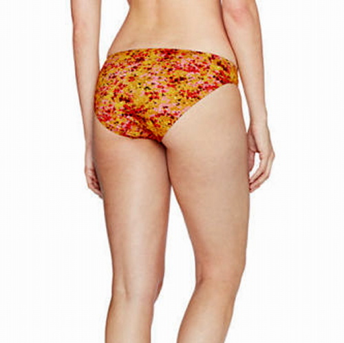 NWT NEW Sz 12 LANDS' END Seaside Gardens PEACH BLOSSOM Shirred BIKINI BOTTOM $44