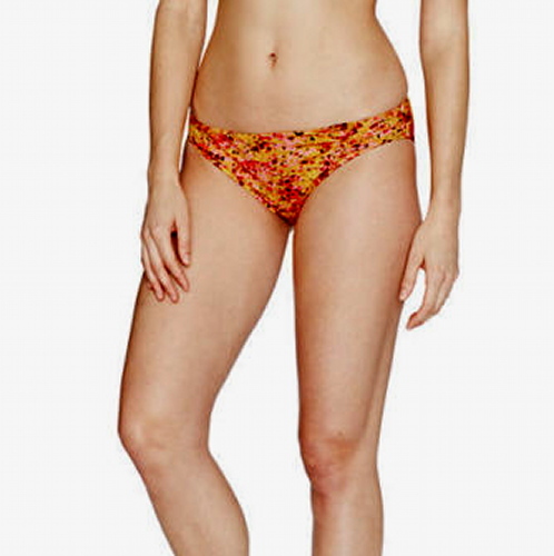 NWT NEW sz 12 LANDS' END Seaside Gardens PEACH BLOSSOM Shirred BIKINI BOTTOM $44