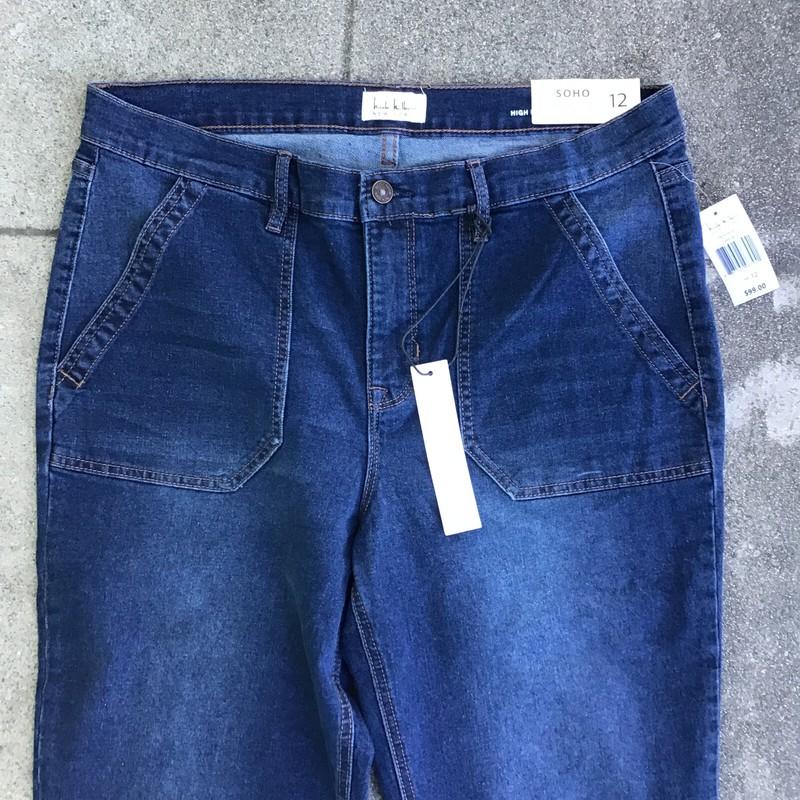 NWT Nicole Miller Soho High Rise Bootcut Jeans Women Size 12 Blue 34 X 31 Blue