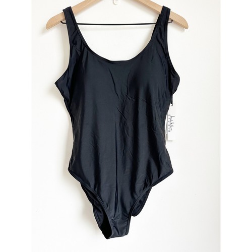 NWT Nicole Miller Studio Women's Scoop Back One Piece Swimsuit Black XL