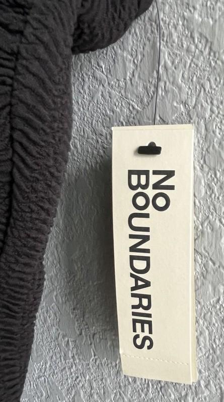 NWT No Boundaries Women's Herringbone Crinkle One Piece Swimsuit XXL 20 Black