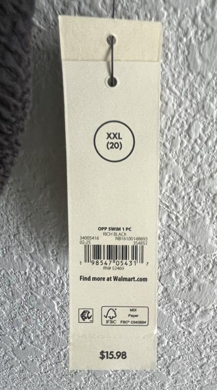 NWT No Boundaries Women's Herringbone Crinkle One Piece Swimsuit XXL 20 Black