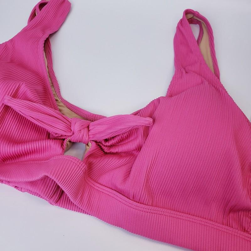 NWT- Old Navy- 3X Pink Ribbed Cut Out Tie Bikini Swim Top