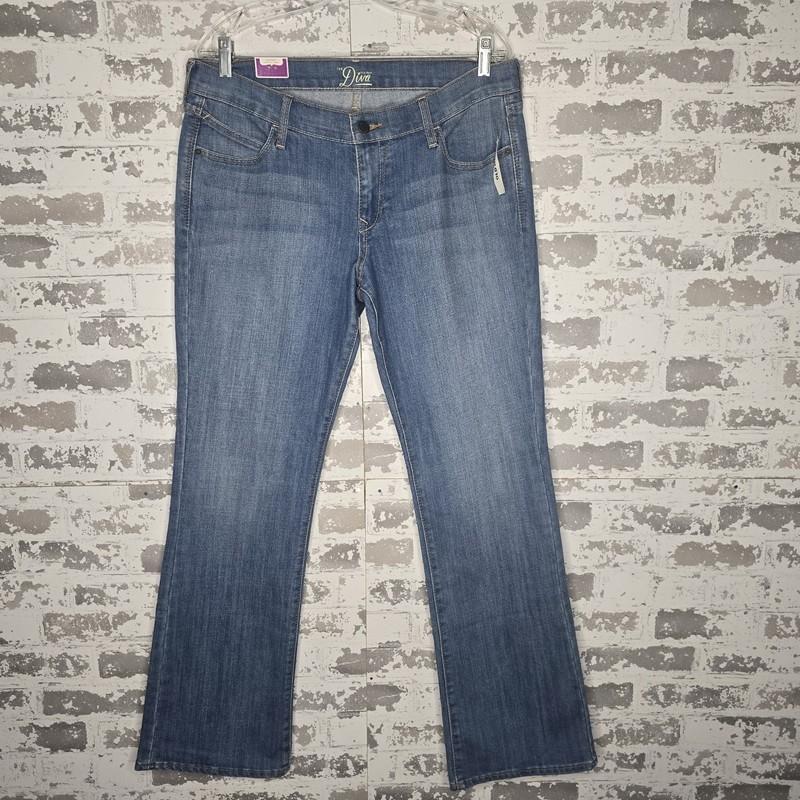 NWT Old Navy The Diva Low Rise Bootcut Denim Blue Jeans Size 12 Regular 34"x32"