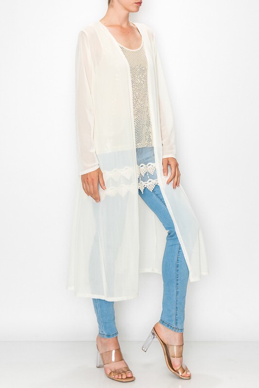 Nwt ORIGAMI Cardigan Sheer Mesh BOHEMIAN WESTERN DUSTER WRAP SM-4X KIMONO IVORY