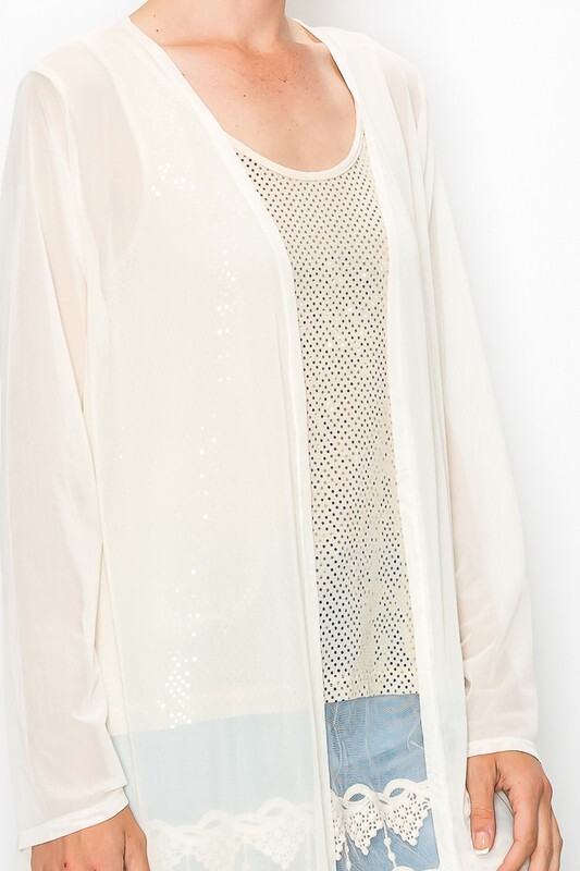 Nwt ORIGAMI Cardigan Sheer Mesh BOHEMIAN WESTERN DUSTER WRAP SM-4X KIMONO IVORY