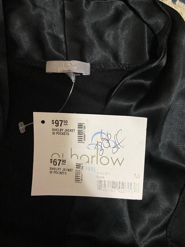 NWT PJ Harlow - Womens M- Shelby Jacket / Robe- Satin Trimmed- Black- Pockets