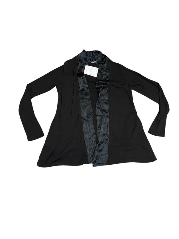 NWT PJ Harlow - Womens M- Shelby Jacket / Robe- Satin Trimmed- Black- Pockets